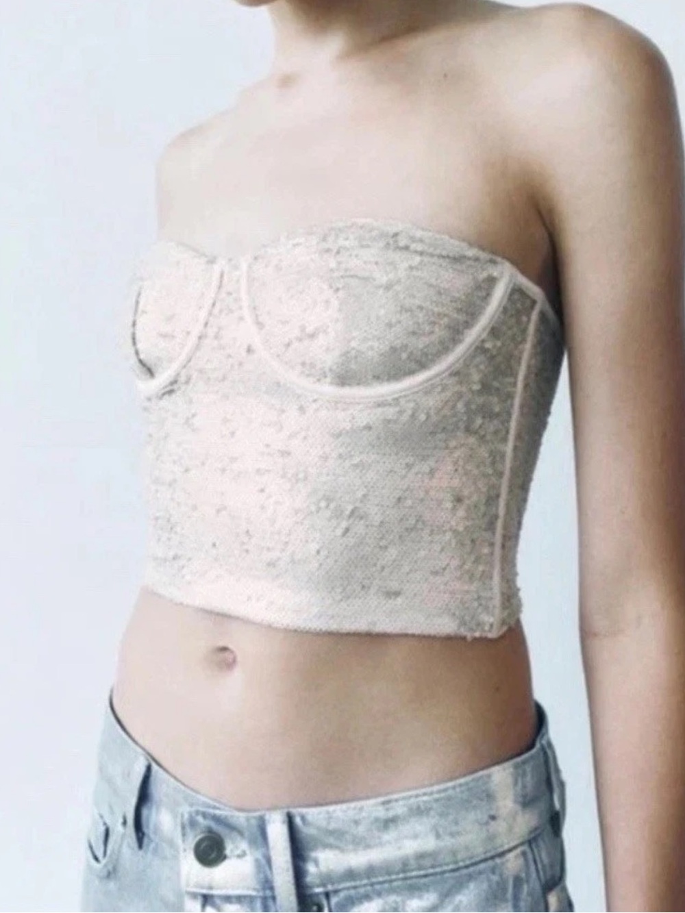 Zara Strapless Sequin Corset Top S, M